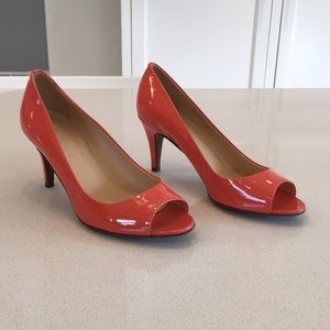 J. Crew coral peep toe pumps